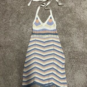 Chevron Knit Halter Dress in Pastel Colors